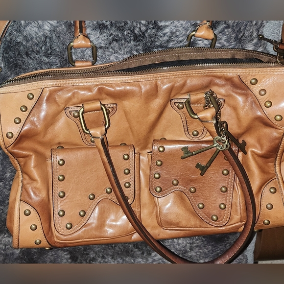 BE&D BROWN LEATHER HANDBAG WITH HANDLES AND CROSS BODY STRAP SUPER CLEAN! - Picture 2 of 16